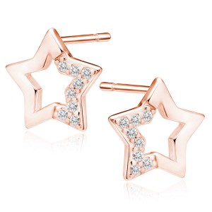 Cercei argint placati cu aur roz stele cu pietre DiAmanti Z1745ERG_W-DIA (Argint 925‰ 1 g.)
